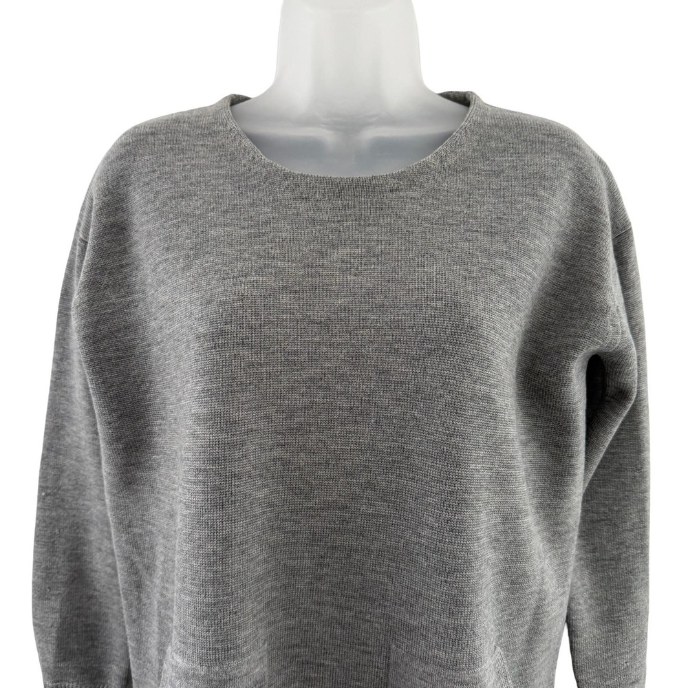 J.Crew Sweater Tunic Womens XS Gray 100% Merino Wool Crewneck Pockets Long - Picture 5 of 14